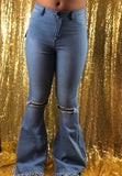Distressed Flare Bottom Jeans (med rinse)