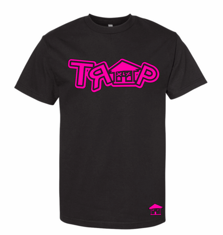 DOUBLE TRAP TEE ((BLACK/ HOT PINK))