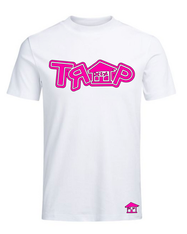 DOUBLE TRAP TEE ((WHITE/HOT PINK))
