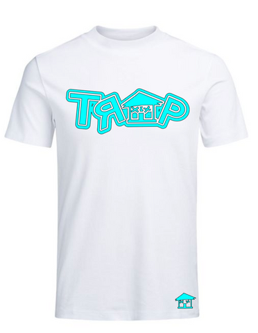 DOUBLE TRAP TEE ((WHITE/AQUA))